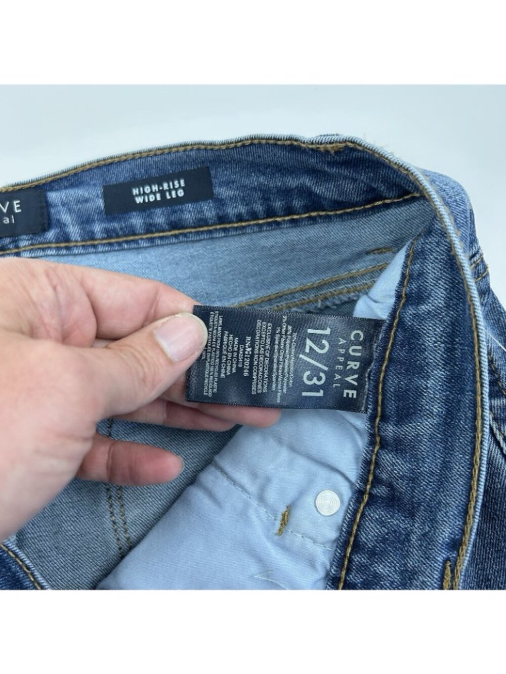 Curve Appeal High Rise Wide Leg  Jeans 12/31 Color Capri - Picture 7 of 13